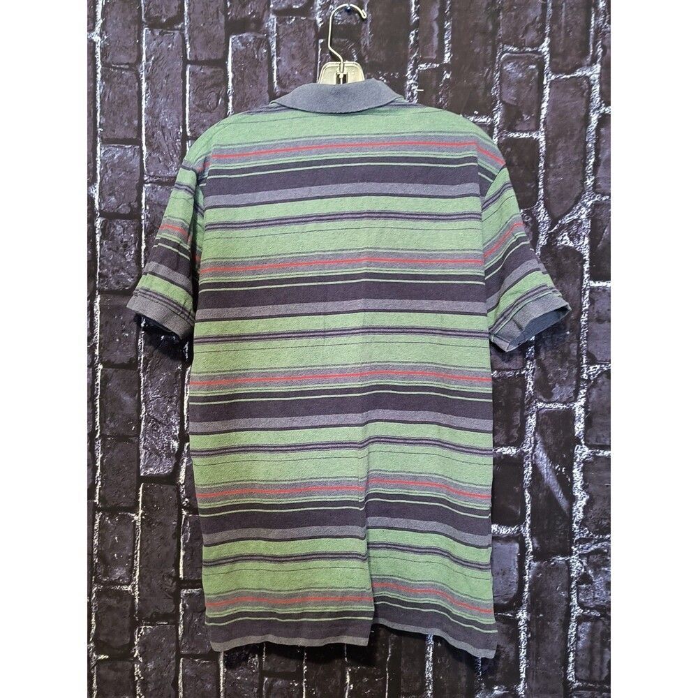 Polo Ralph Lauren Polo T-Shirt Men's Size Large Green Navy Striped Ribbed Collar - Picture 3 of 4
